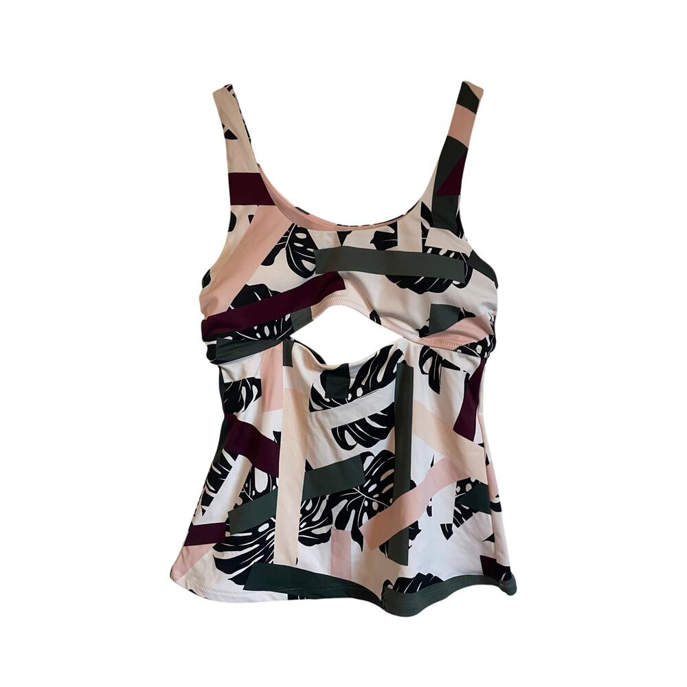Athleta Tropical Geo Cutout Tankini Top UPF 50 removeable pads active Medium